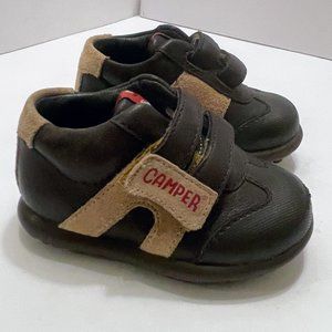Camper for Kids Brown Leather Shoes with First Walkers Hook & Loop Closure Strap